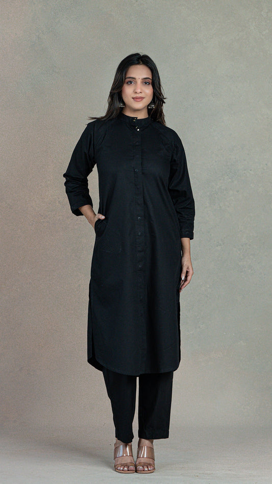 Everyday Organic Cotton Kurta- Black