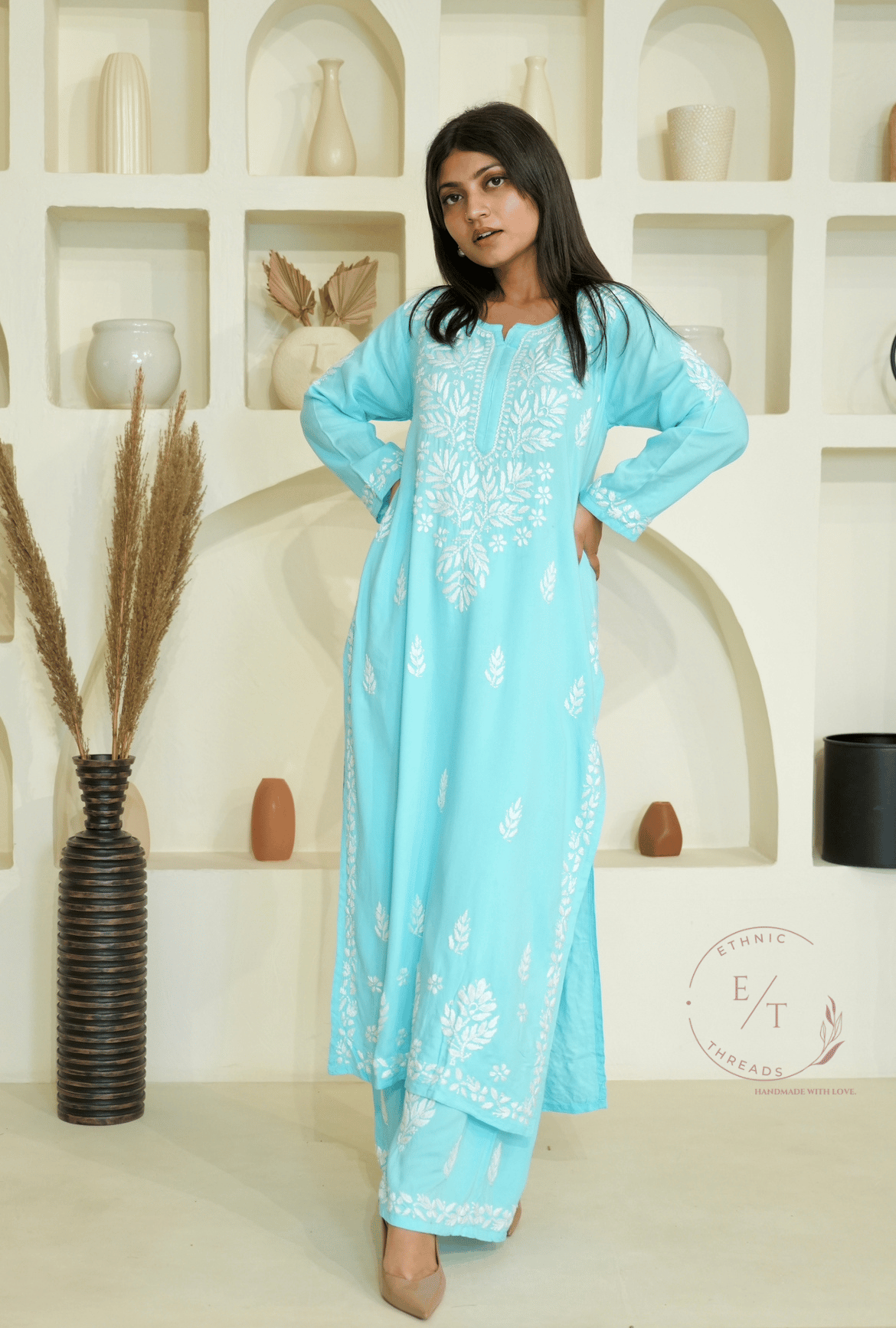 Zainab chikankari set in Blue