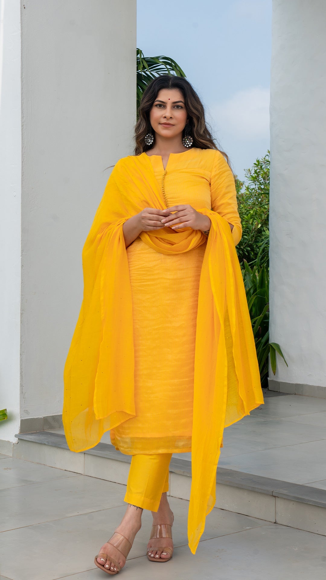 Arpita Pure Tissue Kurta Set - Yellow