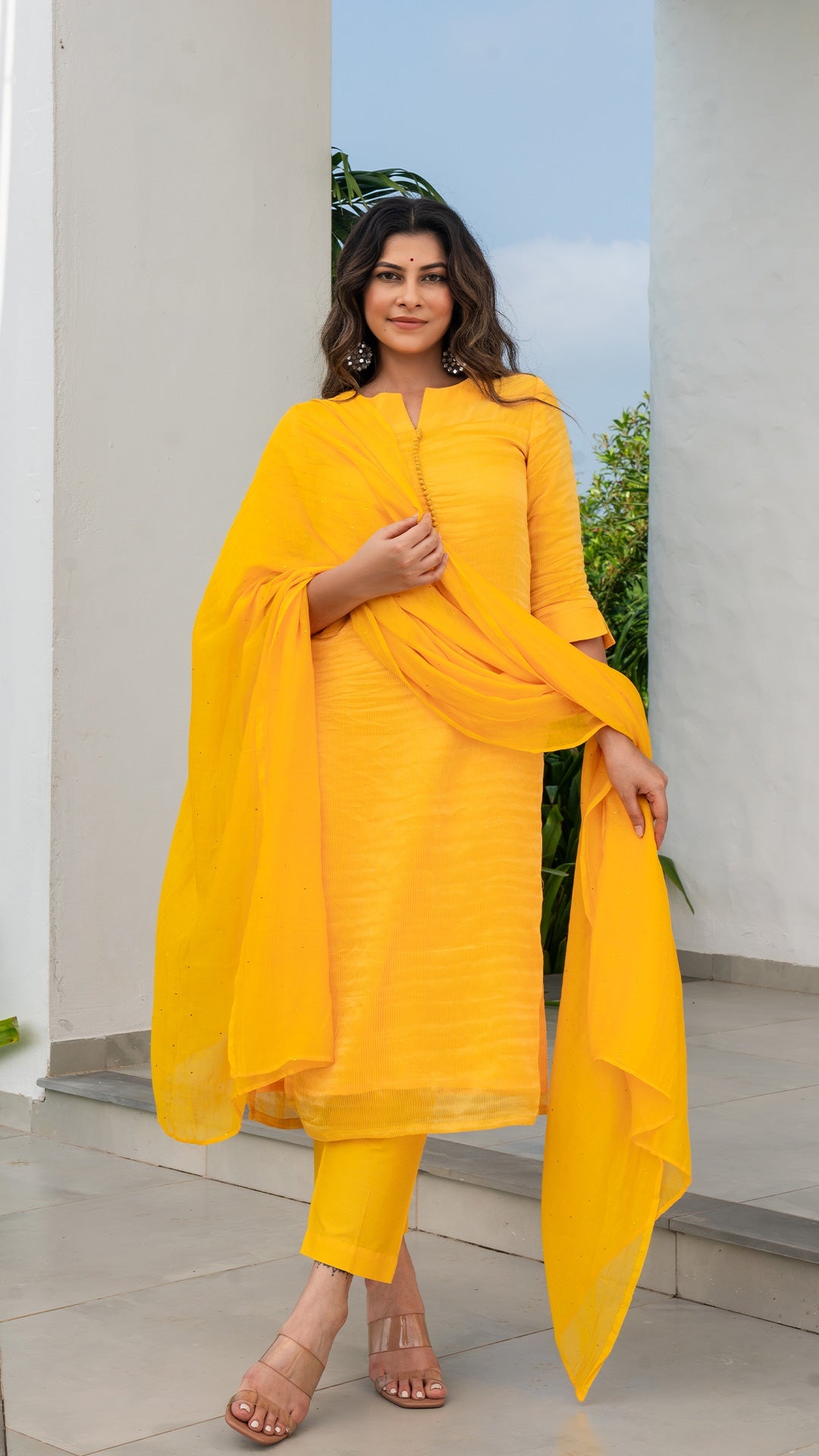 Arpita Pure Tissue Kurta Set - Yellow