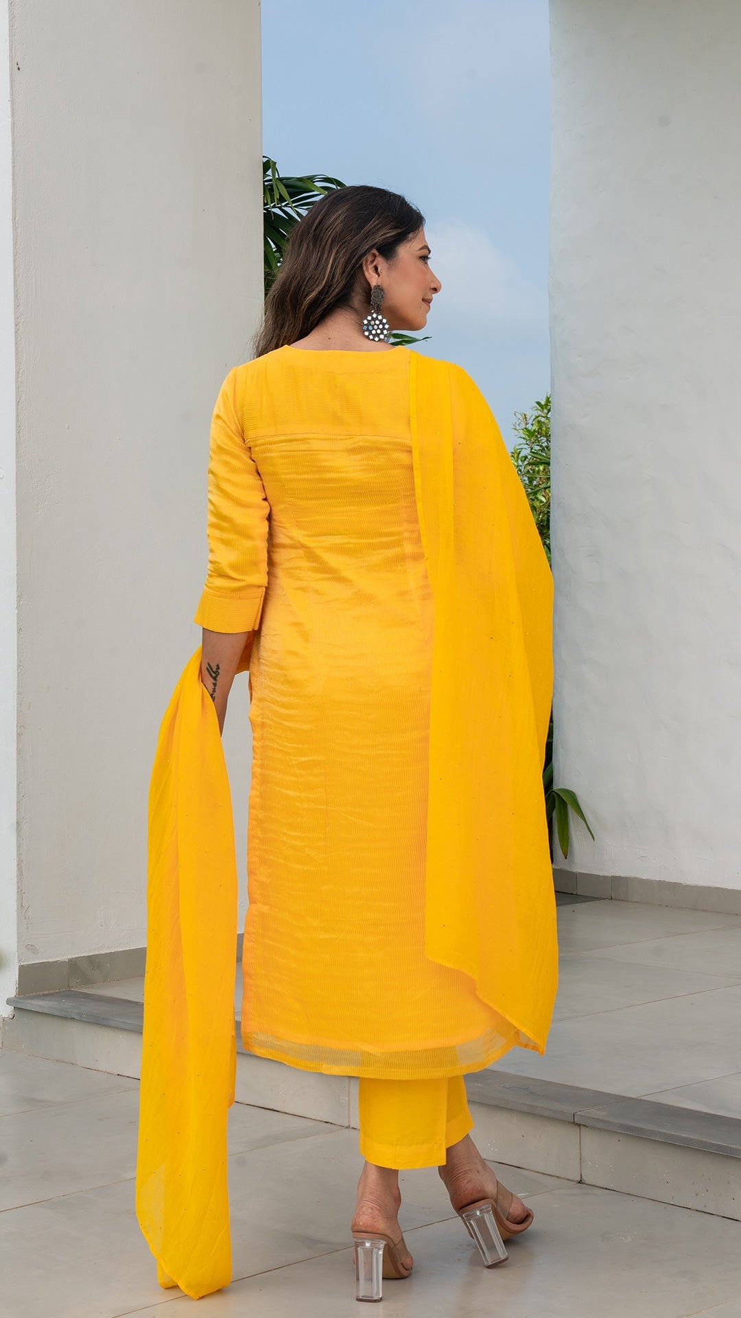 Arpita Pure Tissue Kurta Set - Yellow