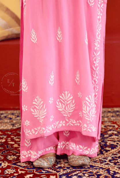 Zainab chikankari set in Pink