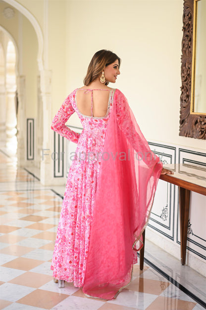 Baby Pink Printed Anarkali