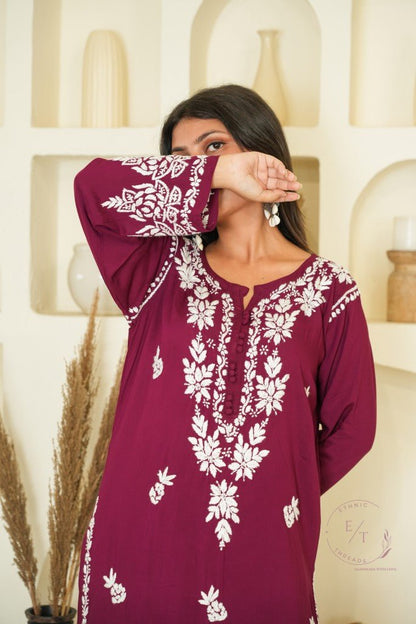 Miraya Chikankari modal set in Wine