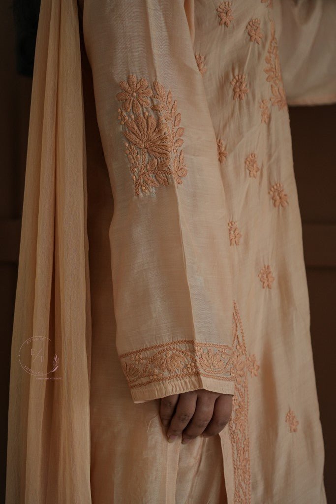 Hayat Chikankari muslin silk Kurti in Beige