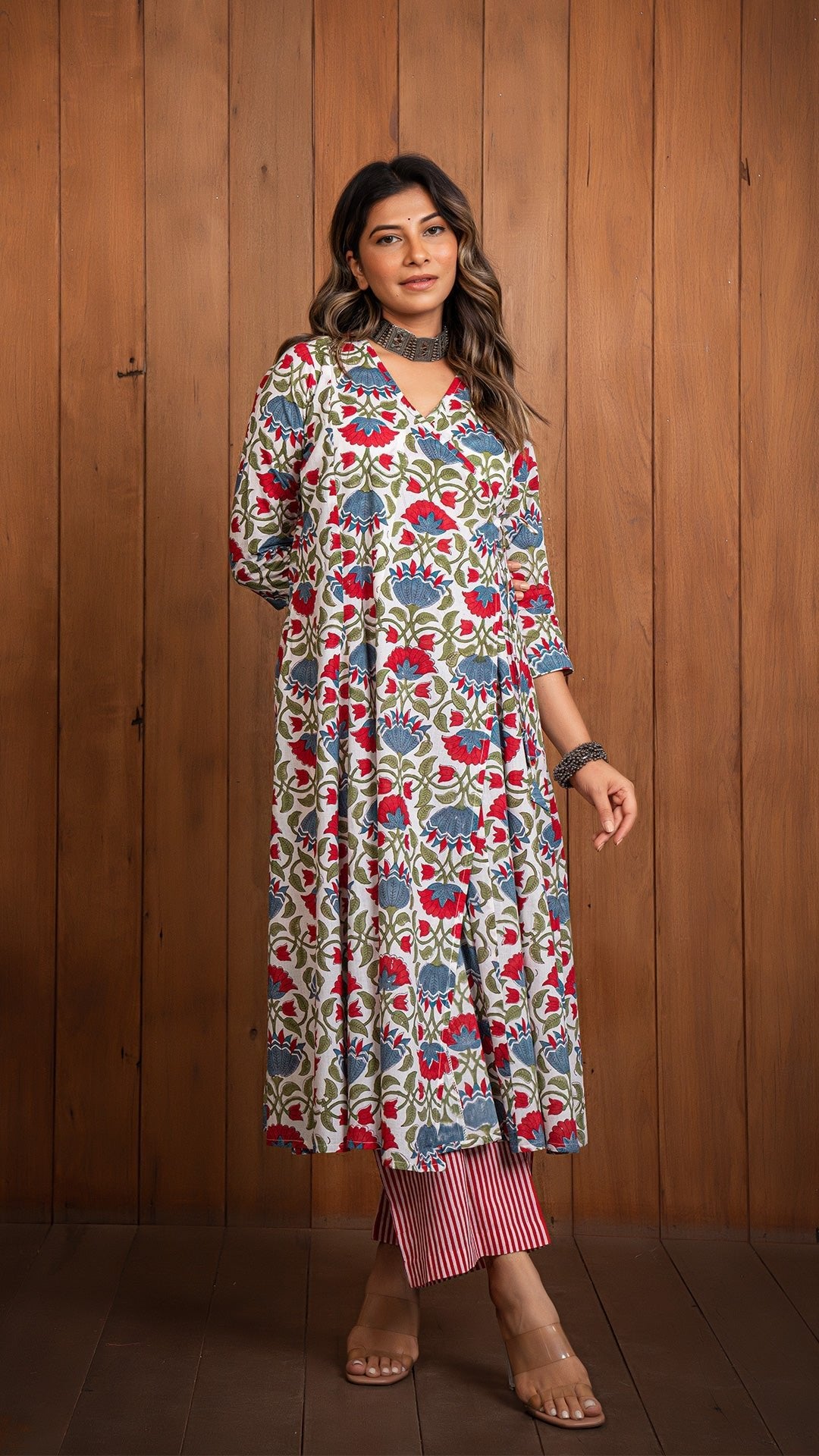 Red kali kurta by Desi Doree | The Secret Label