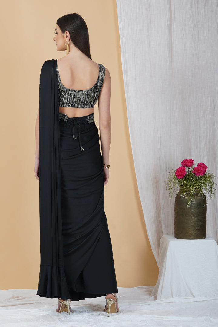 Ready to Wear Belted Black Saree