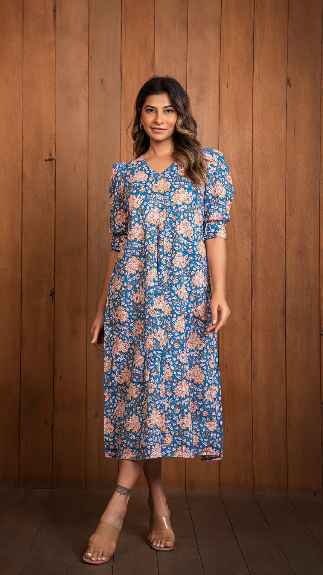 Jaina Sanganeri Print Dress - Blue