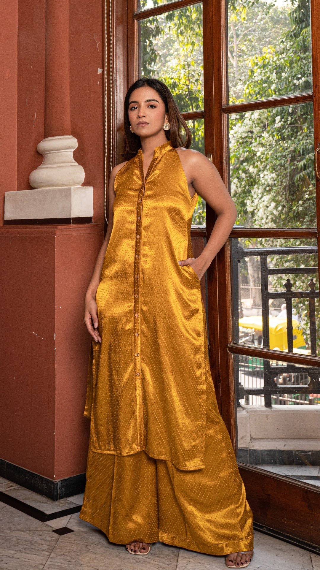Maham - Golden Mustard Pure Gajji Silk Kurta Set