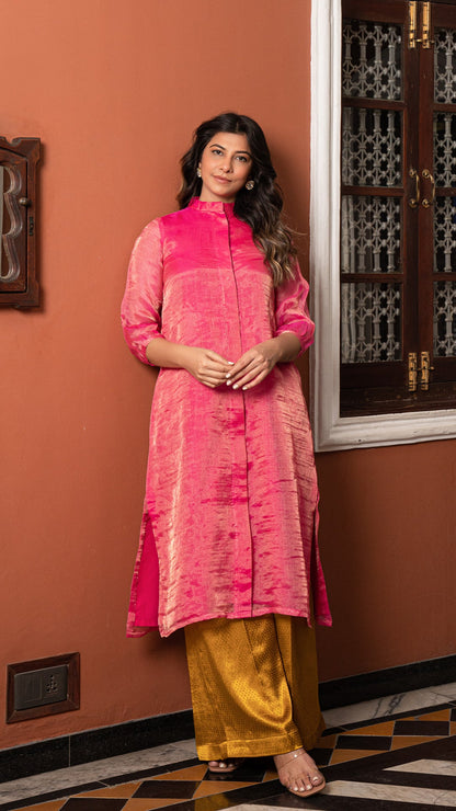 Siya - Rani Pink Pure Tissue Kurta Set