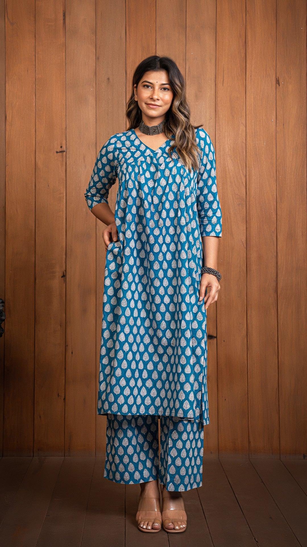 Ruhi Sanganeri Cotton Kurta - Blue