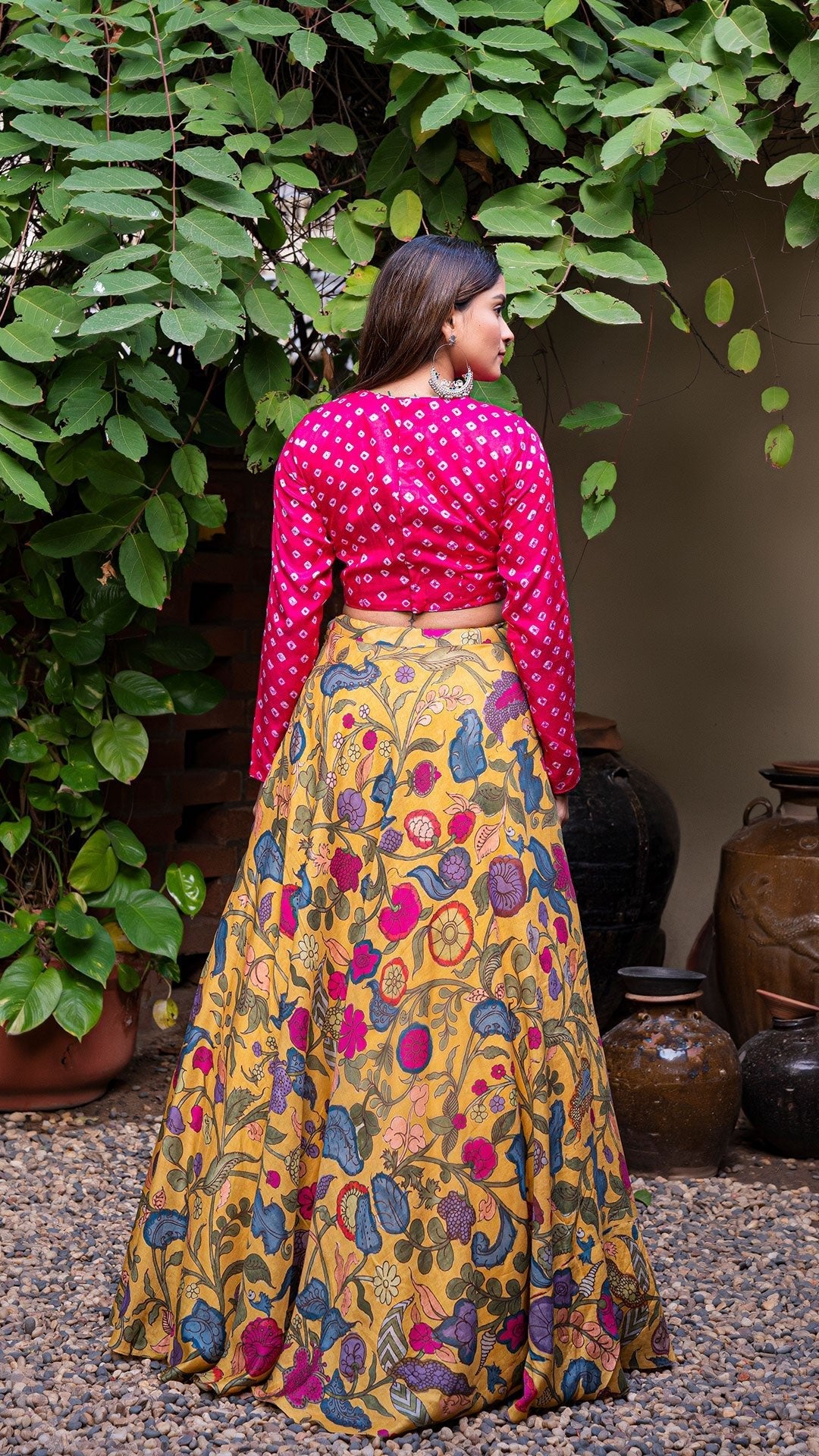 Buy Bandhani Lehenga In Shades Of Green Georgette With Mirror Embroidered  One Shoulder Choli KALKI Fashion India