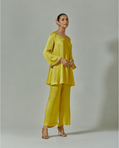 Misted Yellow suit set with straight pants