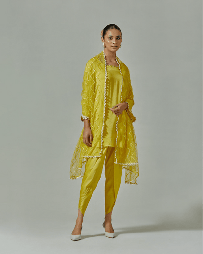Misted Yellow suit set with dhoti pants