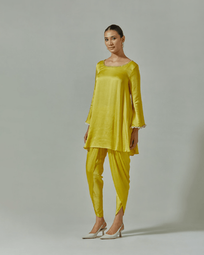 Misted Yellow suit set with dhoti pants