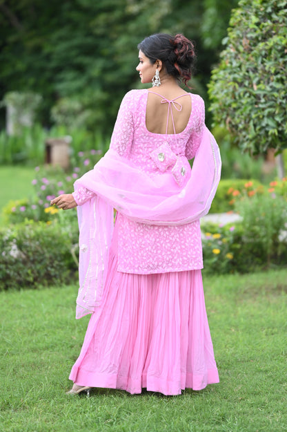 Pink Jasmine Sharara Set