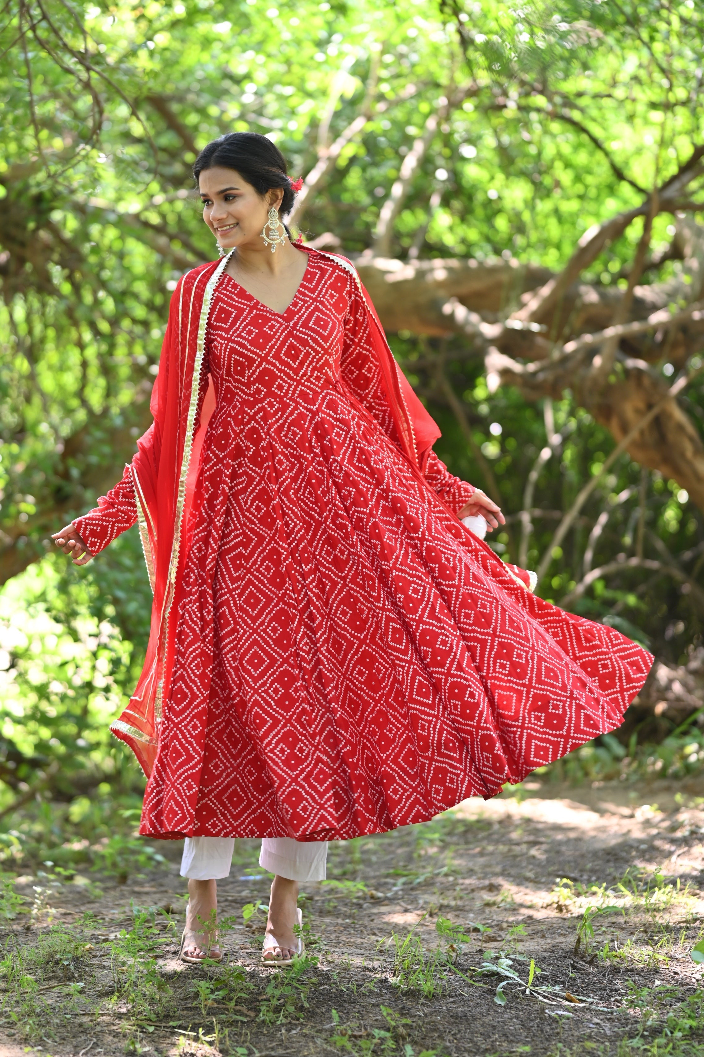 Shop Orange bandhani flared dress | The Secret Label | Bandhani dress,  Designer anarkali dresses, Ikat dress