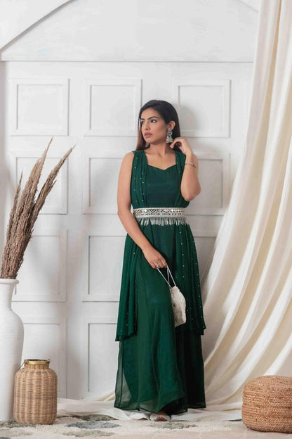 Decadent Deep Green Indo-western Dress