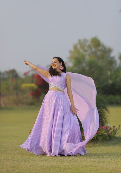 Lavender lehriya skirt dress