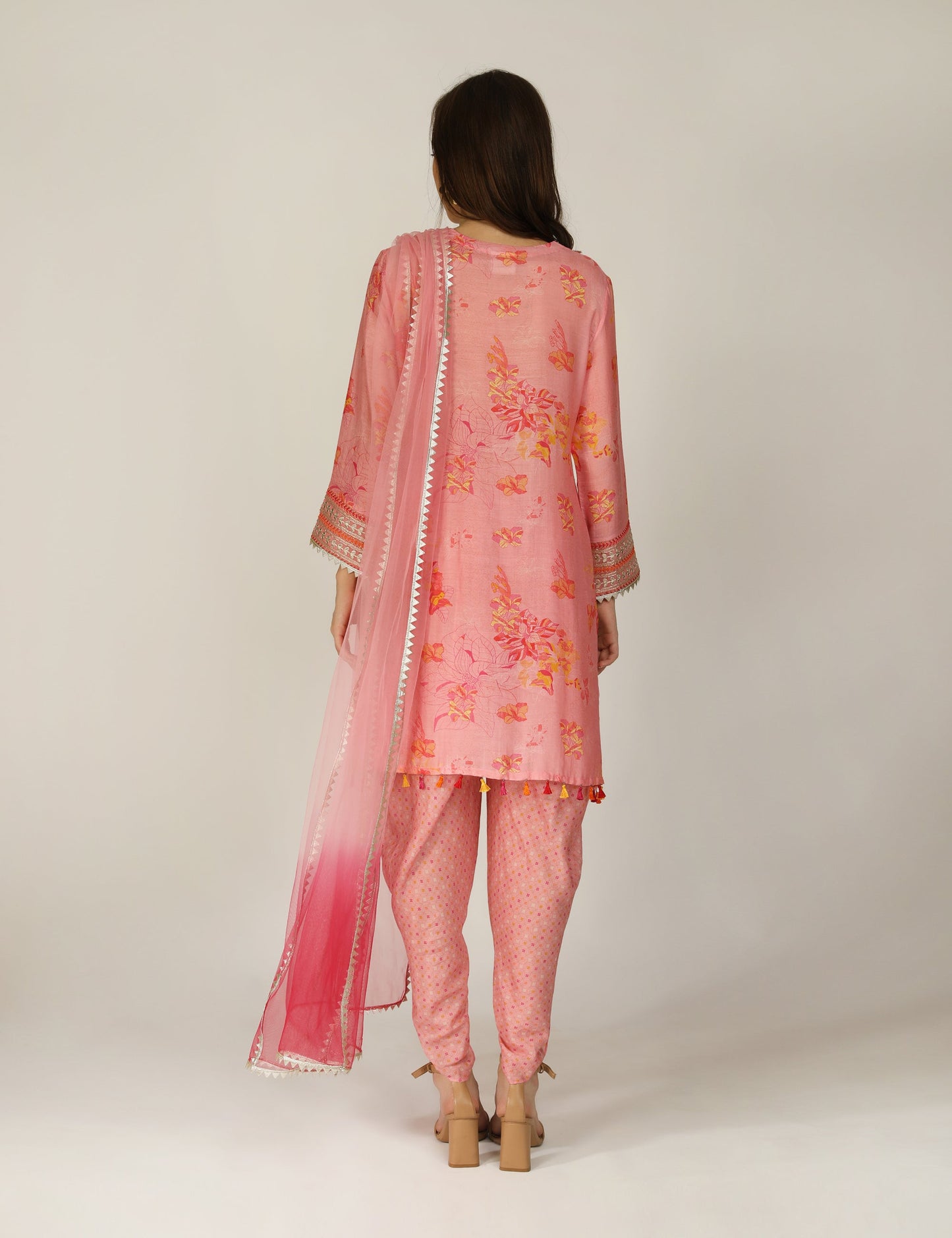 Phooljhadi Pink Kurta Tunic With Dhoti Pants Set