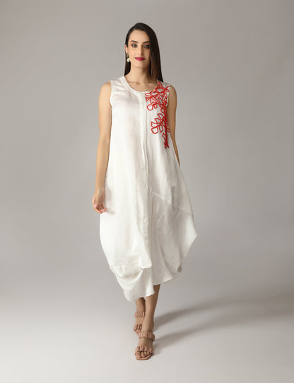 Iro White Asymmetric Drape Hem Dress