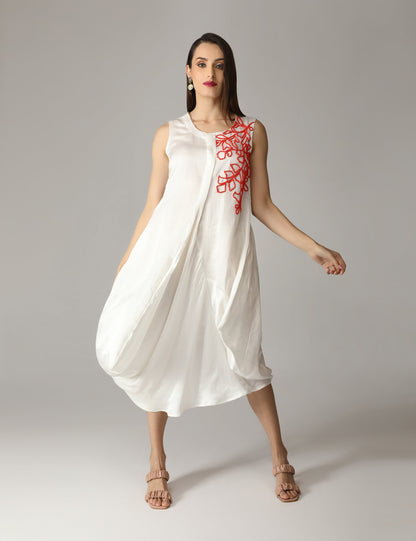 Iro White Asymmetric Drape Hem Dress