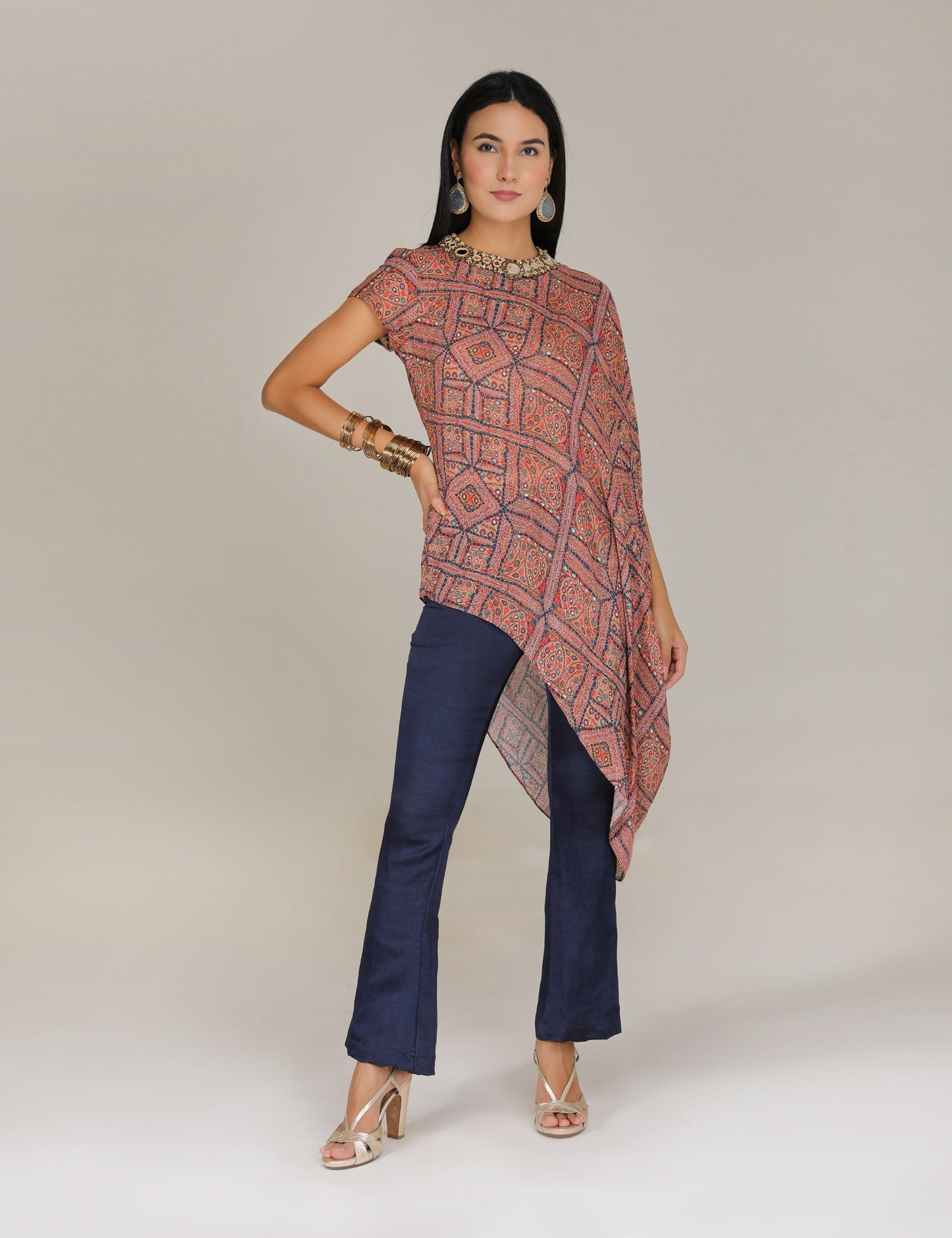 Blue Kutch Triangle top with flared pants
