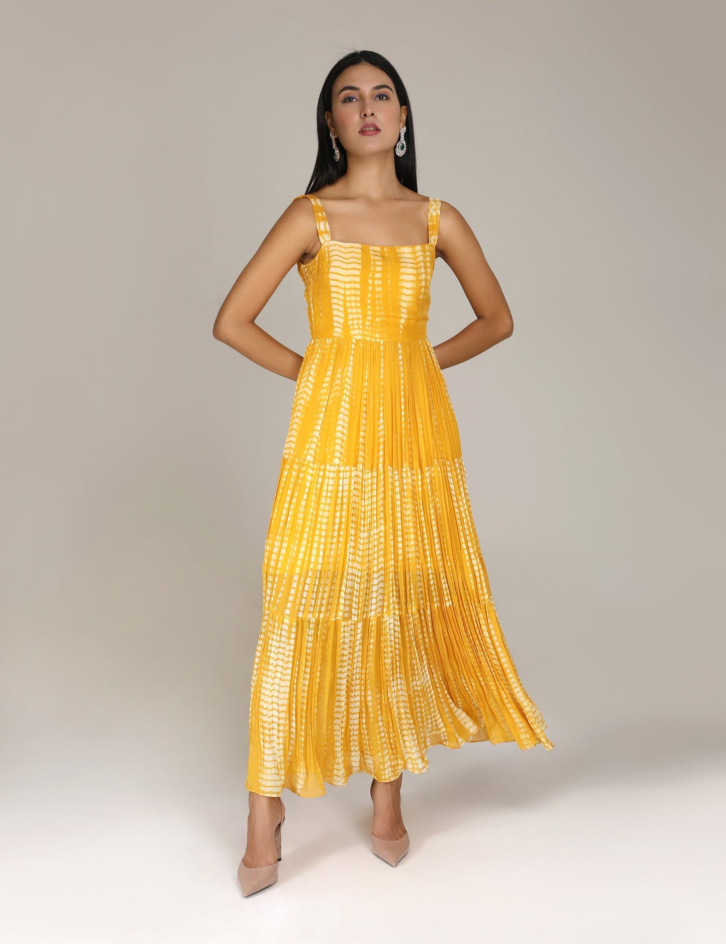 Yellow raya Tiered Dress