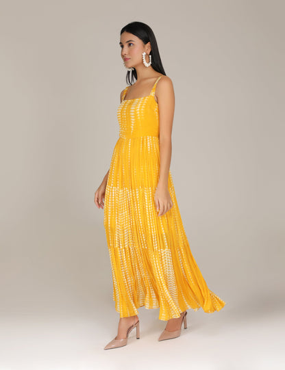 Yellow raya Tiered Dress