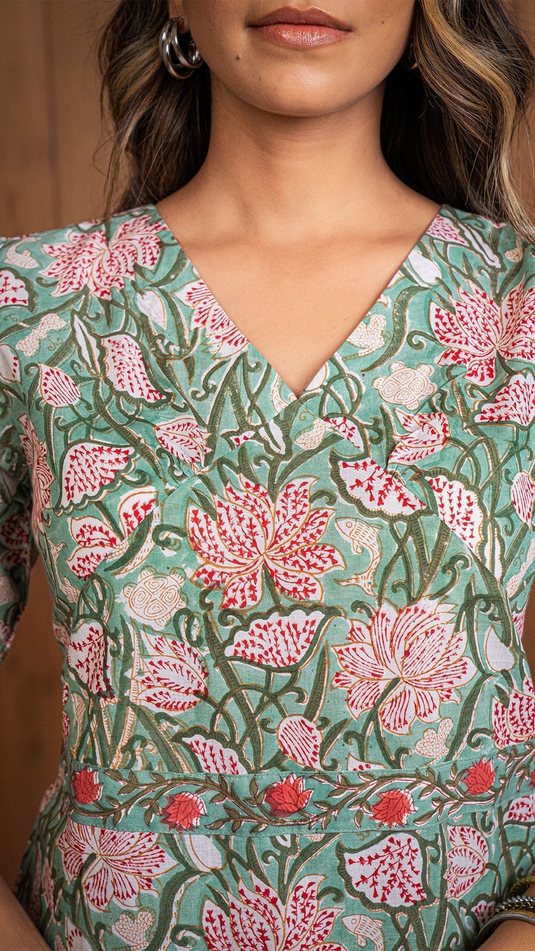 Vyoma Sanganeri Print Dress - Green