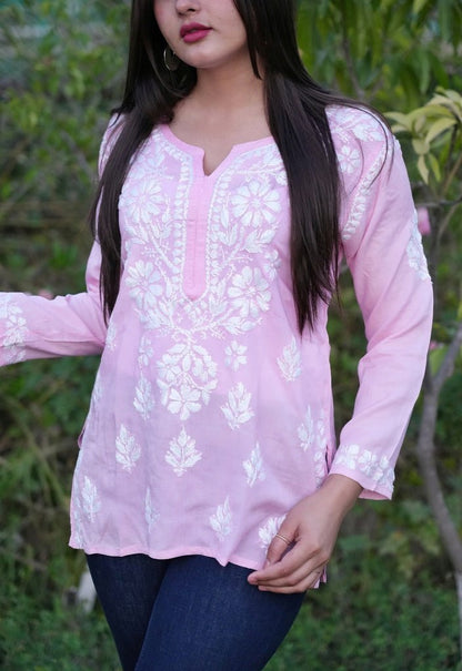 Fiza Modal Chikankari top in Pink