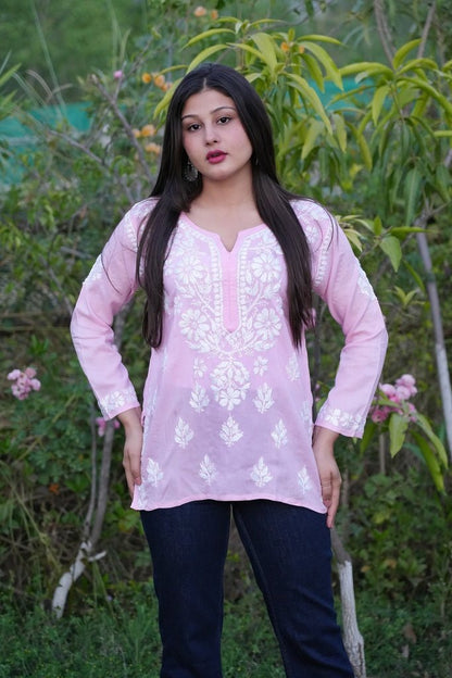 Fiza Modal Chikankari top in Pink