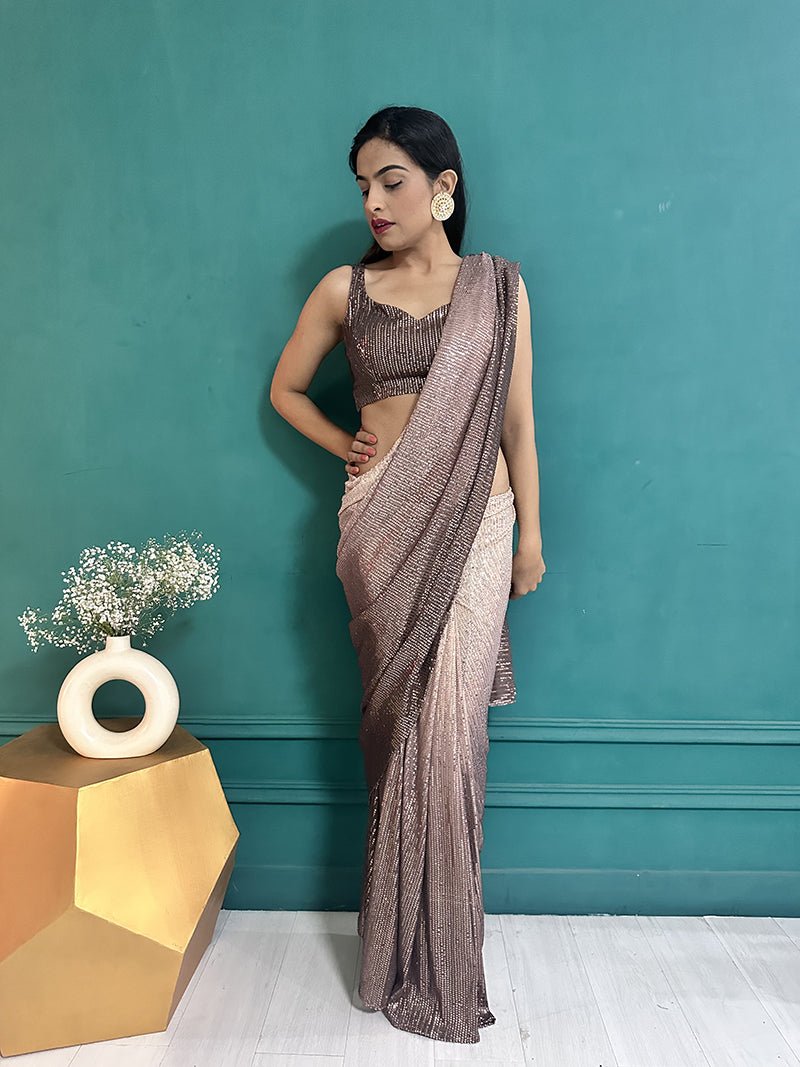 Buy Designer Green Vichitra Sequins Saree with Dye Silk Blouse Online -  SREV2710 | Appelle Fashion