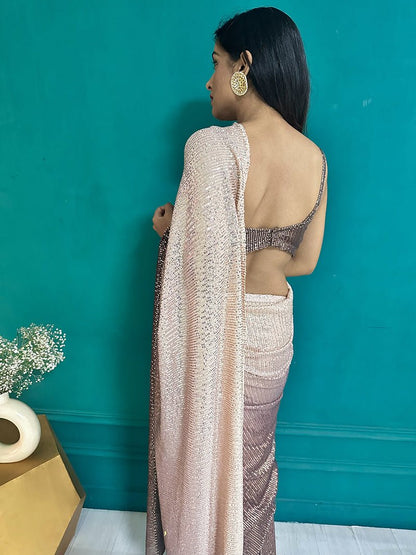 Shaded Sequins Saree With Embellished Blouse